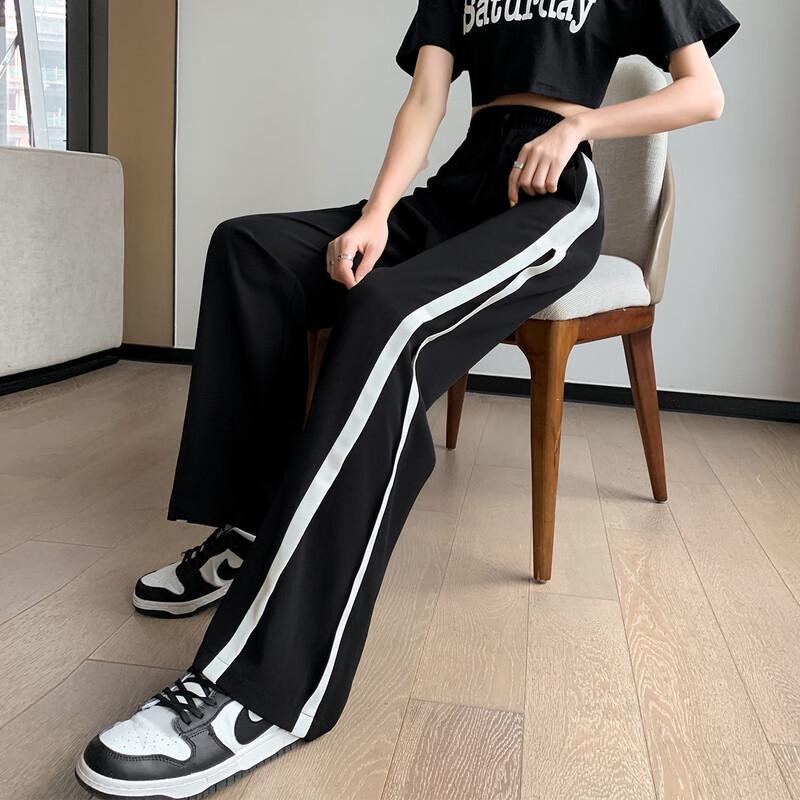 TonLion Women's Loose Side Stripe Wide-Leg Pants