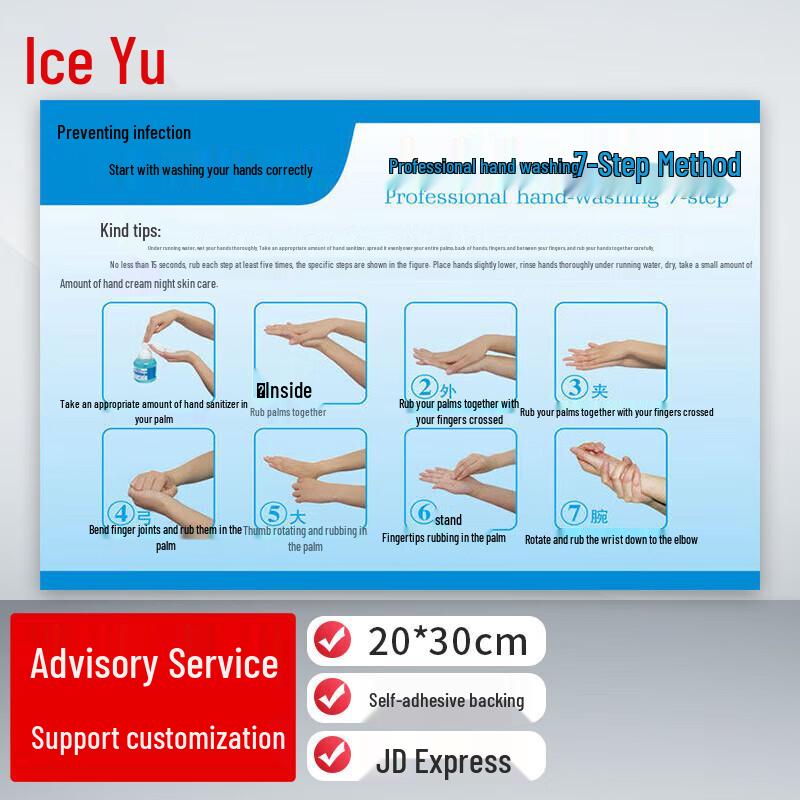 Seven-Step Handwashing Procedure Sticker