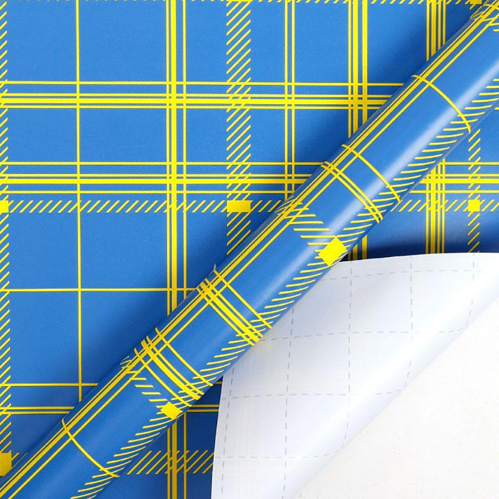 43x300cm Gift Wrapping Paper Blue Plaid Birthday Valentines Day Bouquet Packaging Paper Wedding Baby Shower DIY Decoration Paper