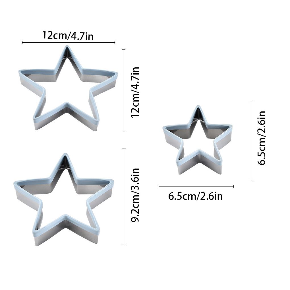 3PCS Molds Cookies Biscuits Cake Moulds Star Shaped Stainless Pastry Baking Tools Set