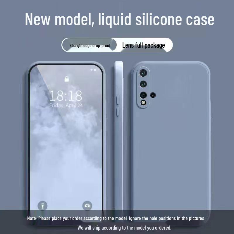 Huawei Nova5 Case: Simple Solid Color Liquid Full Coverage Drop Protection, Straight Edge Soft Design