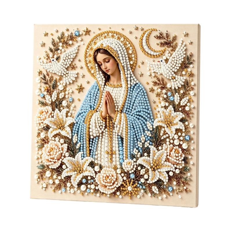 Decorative Placement Project with Display Frame, Religious DIY Artwork Set for Reflective Indoor Display Artwork