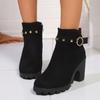 Plus Size Rivet Retro Martin Boots - Women's Autumn/Winter 2025 Chunky Heel Short Tube British Style.