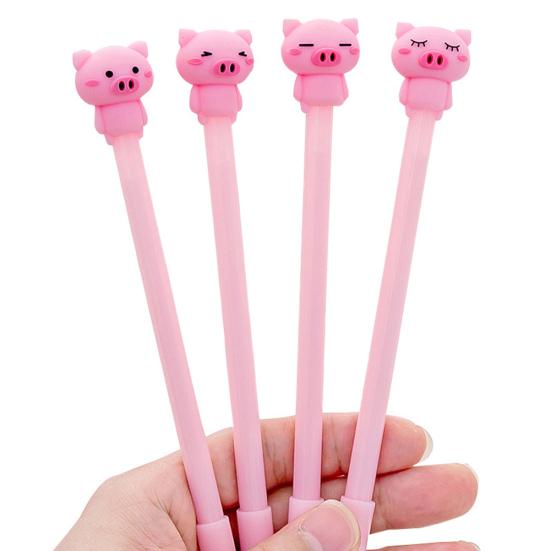 

4Pcs Lovely Cartoon Pig 0.38mm Gel Ink Pen Student Gift Office School Stationery