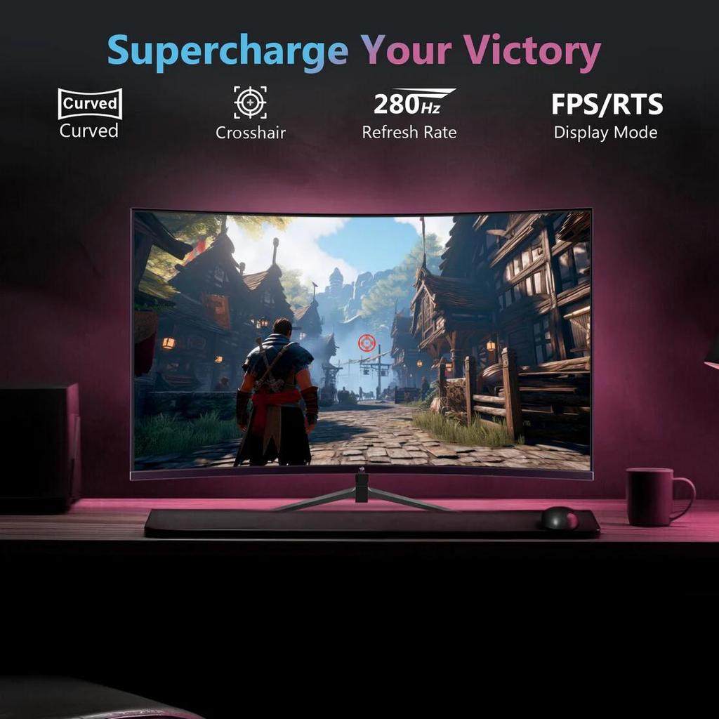 27 Inch Curved Gaming Monitor Z-EDGE UG27P - 1500R Curved Screen -FHD 1920x1080 Resolution - 280Hz - MPRT 1ms - HDMI 2.0 & DisplayPort 1.2