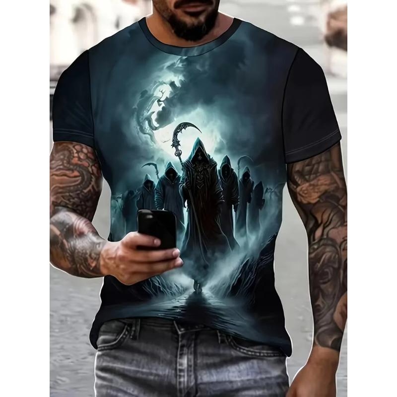 Horror Death Satan Pattern T shirts For Men/Women 3D Print Street Trend T-shirts Summer Oversized Man Clothing Short Sleeve Tops