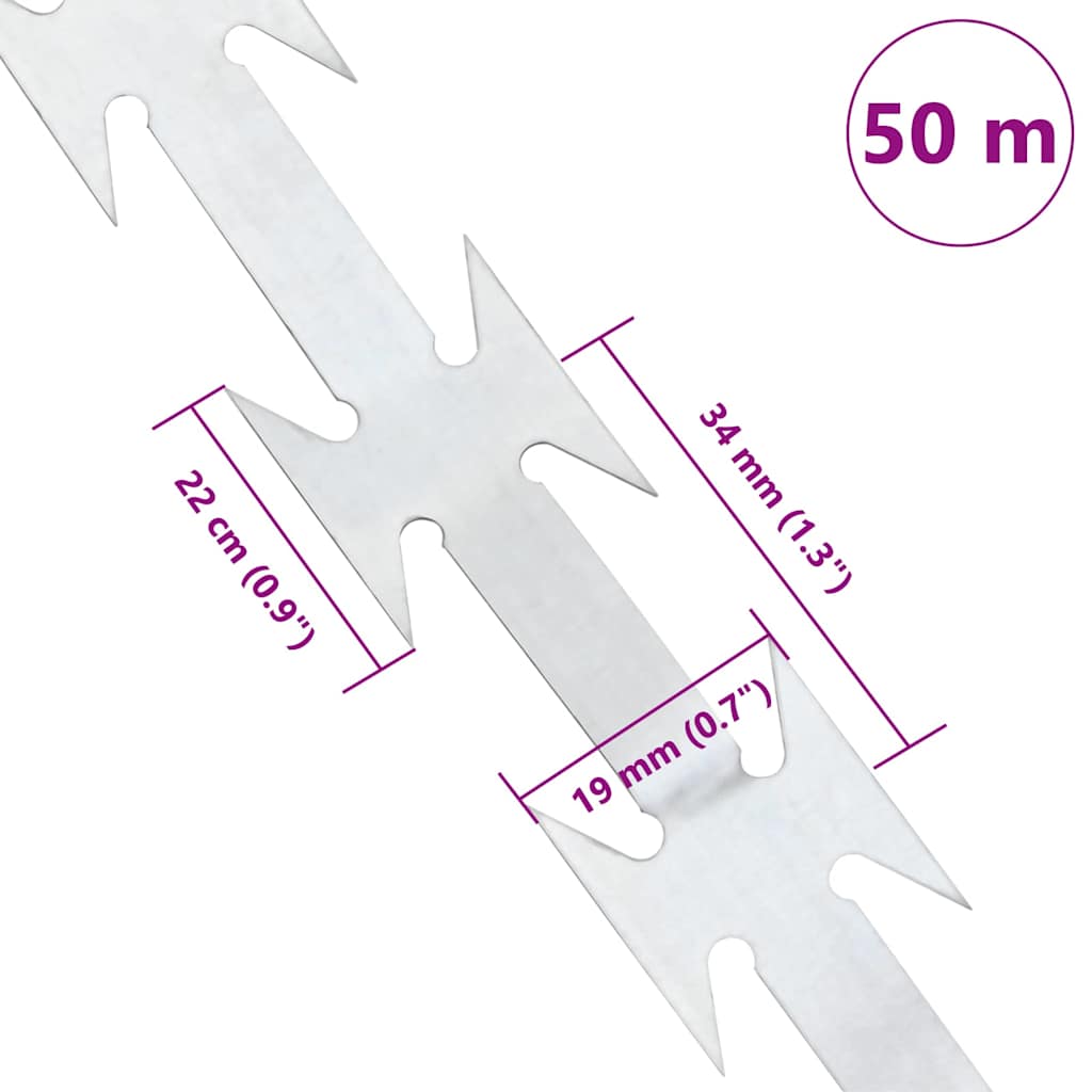 Razor Wire Silver 5000 x 1.9 cm Galvanized Steel