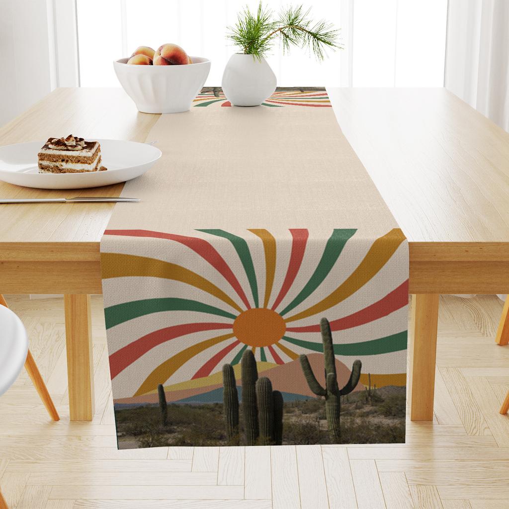 30x180cm Landscape Printed Linen Table Flag Dining Cabinet Coffee Tablecloth Heat-Resistant Anti Slip Dust-proof Tables Towel