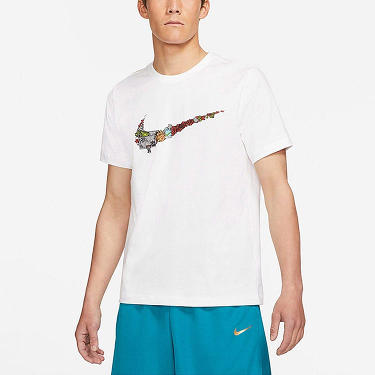 Nike T Shirts Men's White Crew Neck Moderate Straight Fit DD0796-100