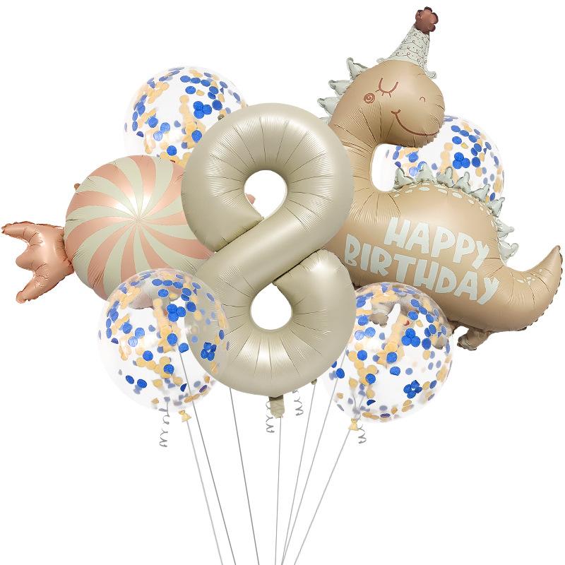 Retro Matte Little Dinosaur Candy Aluminum Film Balloon Set Sequined Birthday Party Atmosphere Arrangement