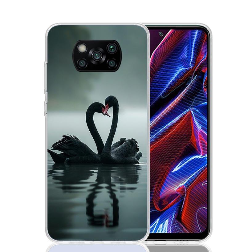 Black Swan Noble Phone Case For Xiaomi Poco X7 X6 X5 Pro F7 Ultra Redmi 15C 15 13 13C 12 12C 10 10A 10C 9 9A 9C 9T Cover Poco X7