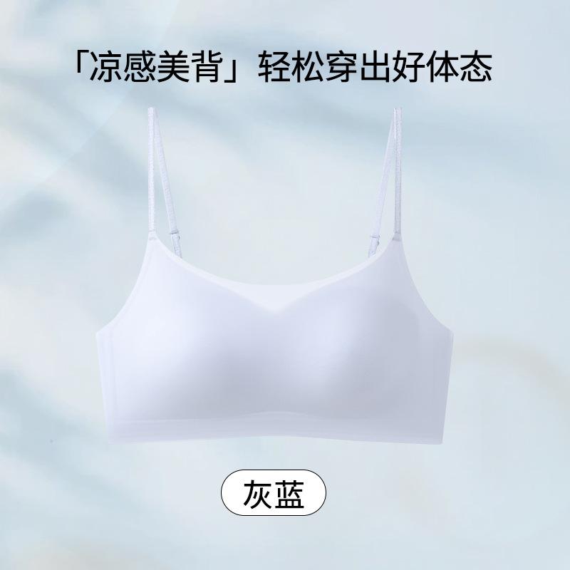 Summer thin simple ultra-thin cool breathable bra without steel ring gathering anti-sagging ice silk seamless back underwear