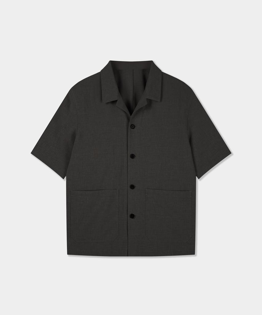 BIRBANTE Comfort Open Collar Half Shirt - Charcoal
