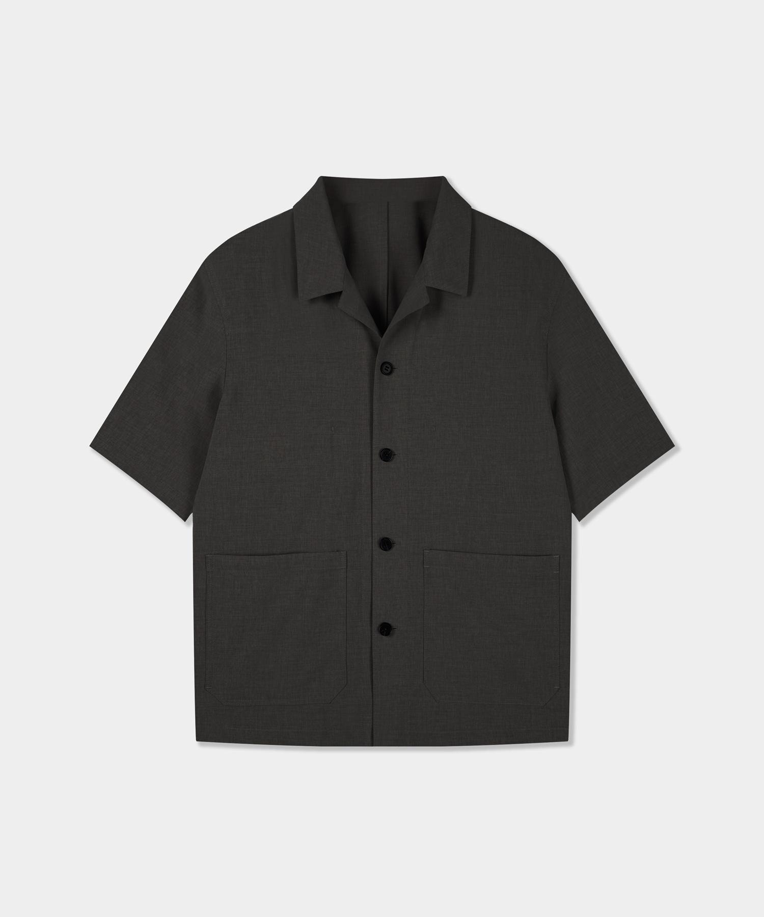 Vibrante Comfort Open Collar Half Shirt - Charcoal Charcoal/L