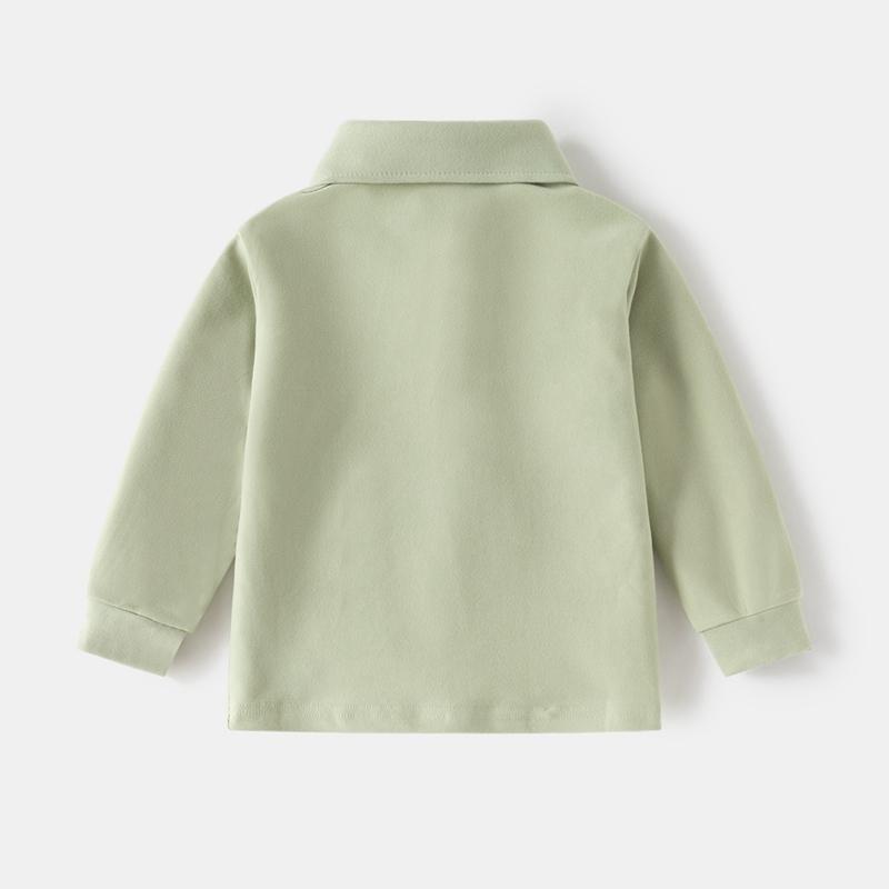 Kids Boys Polo Shirt Long-Sleeve Collared Pullover