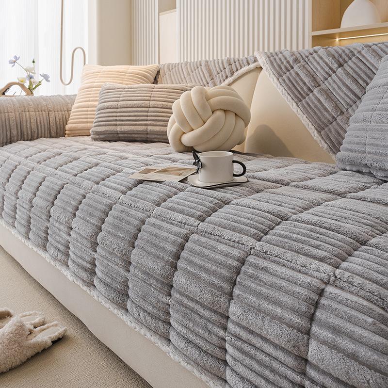 Nowy Pokrowiec na Sofę z Polaru Mlecznego Zimowy Pogrubiony Antypoślizgowy Prosty Rząd Poduszka Siedziska Transgraniczny Poduszka na Sofę