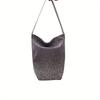 Women'S Glittery Canvas Tote Bag - Large Capacity, Sparkling Diamond Pattern, Zipper Closure, Polyester Lining, Ideal 