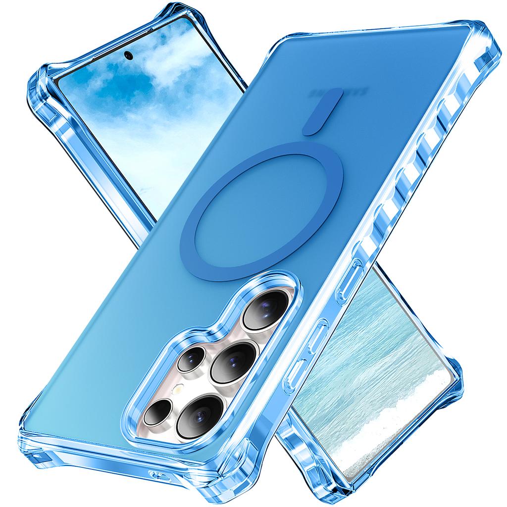 For Samsung Galaxy S24 Ultra Magnetic Case Small Wavy Edge PC + TPU Phone Cover