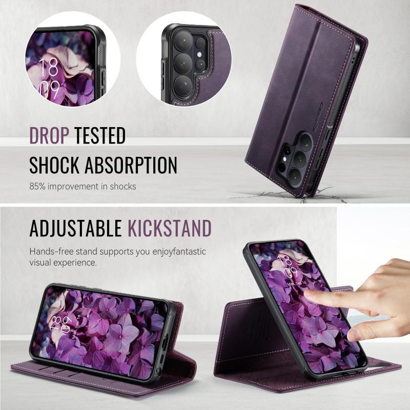 Magnetic Leather Case with Flip Cover for Samsung S26 ULTRA/S25 EDGE - MagSafe Wallet Style