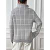Women's Pullover Check Turtleneck with A Contrasting Base