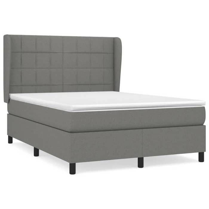3127966 vidaXL Lit à sommier tapissier avec matelas Gris foncé 140x200cm Tissu