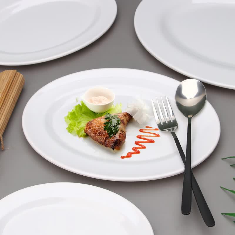 Qianxing White Melamine Oval Serving Plate (8-inch, 10-pack)