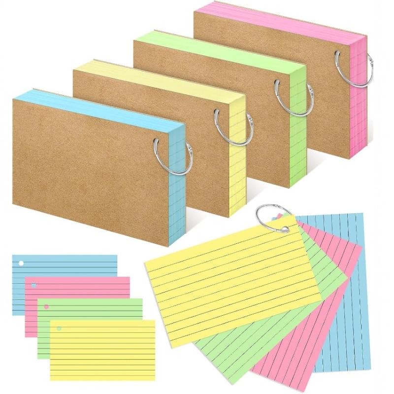 50Pages Loose-Leaf Horizontal Line Index Cards Binder-Compatible Flash Revision Cards Study Office Note Pads For School & Work