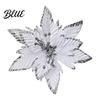 Decorative Christmas Flower Picks Artificial Flowers Handmade Bead Cluster Poinsettia Velvet with Gold