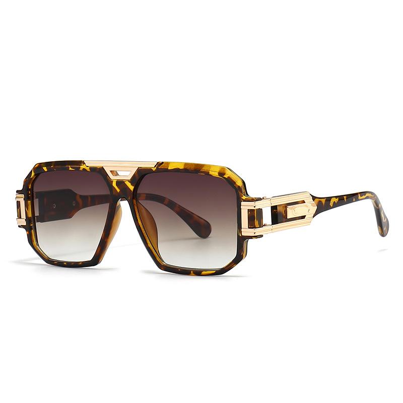 Fashion Retro Luxury Leopard Gradient Square Women Sunglasses Metal Frame Trendy Sunshade UV400
