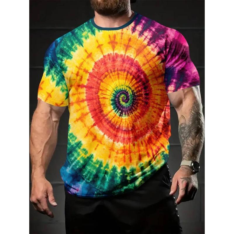 Letní Pánská Trička s Krátkým Rukávem s Potiskem 3D Psychedelického Vzoru Vírů