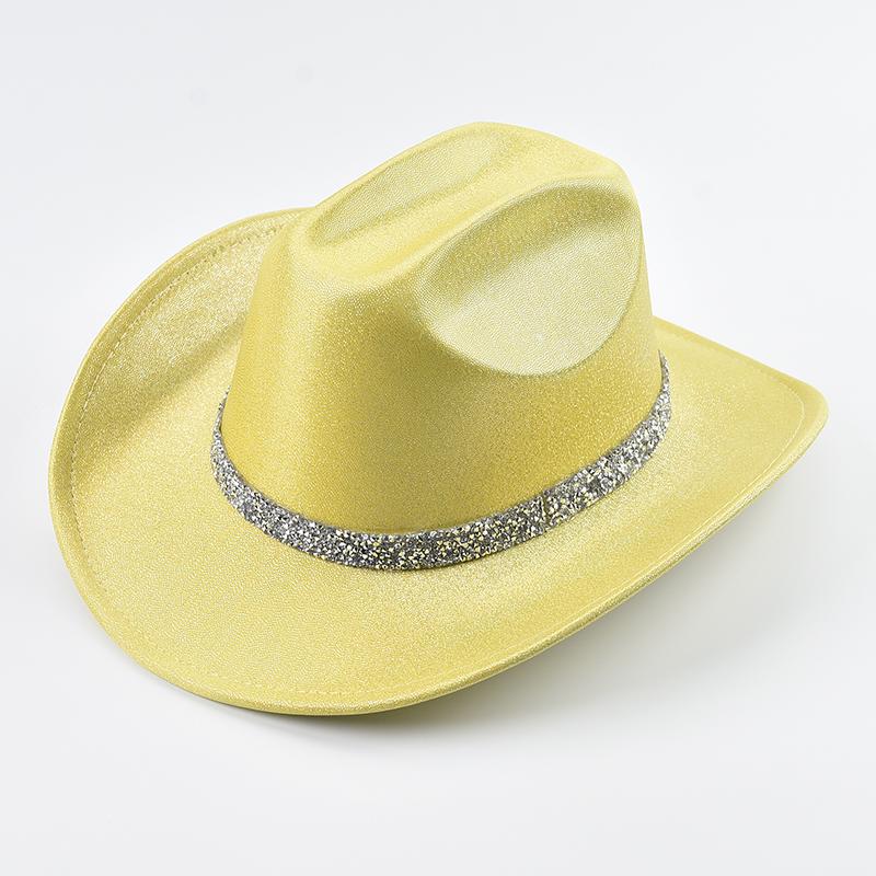 Western Style Cowboy Hat Fashion Roll Up Brim Party Dress Fedora Hat Festival Costume Party Play Cowgirl Hat
