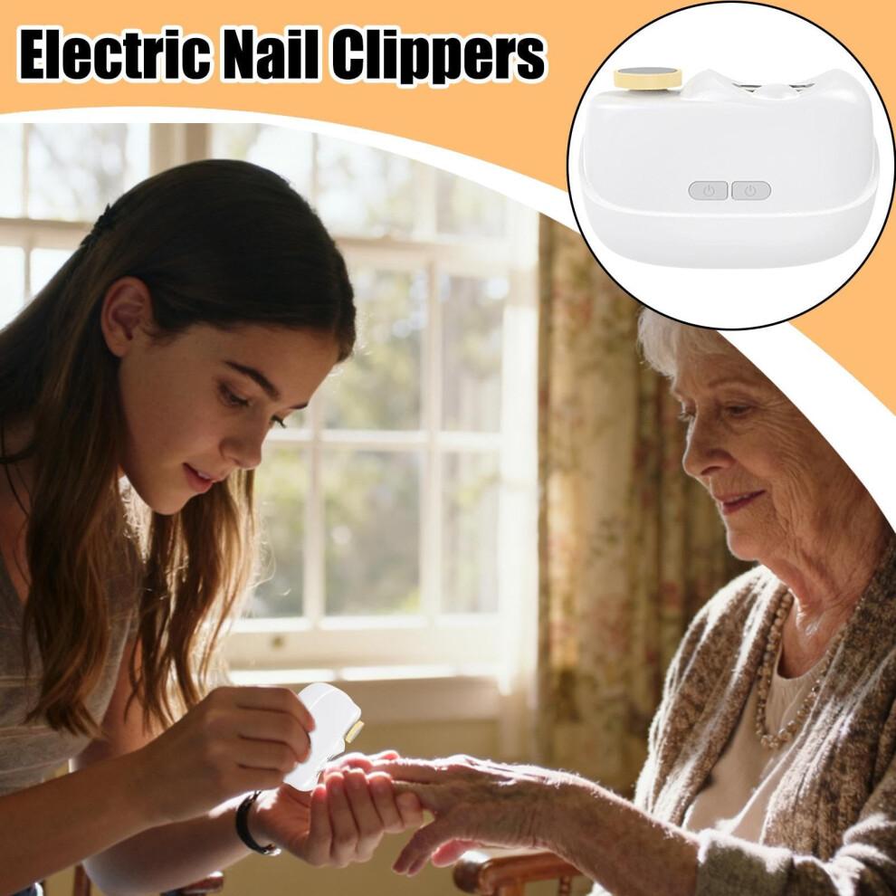 Rechargeable Electric Nail Clipper with Automatic Trimming, DualSpeed Polishing, LED Light and Nail Storage