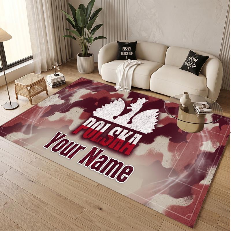 Personalized Crystal Velvet Carpet Poland Football Pattern Non Slip Floor Rug