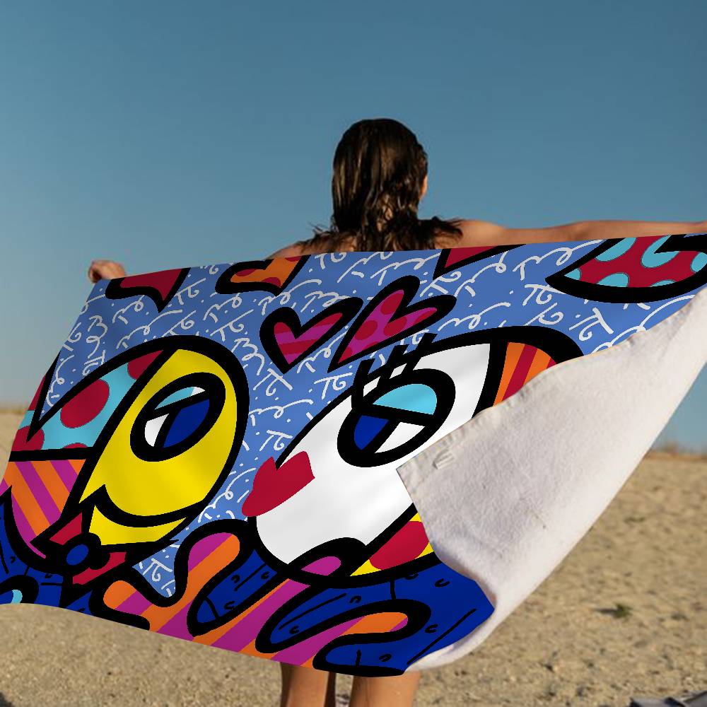 Jmg Household Supplies Britto Art Decorative Microfiber Beach Towel Absorbent Quick Dry Soft Yoga Swimming Resort Mountain Climbing Towel