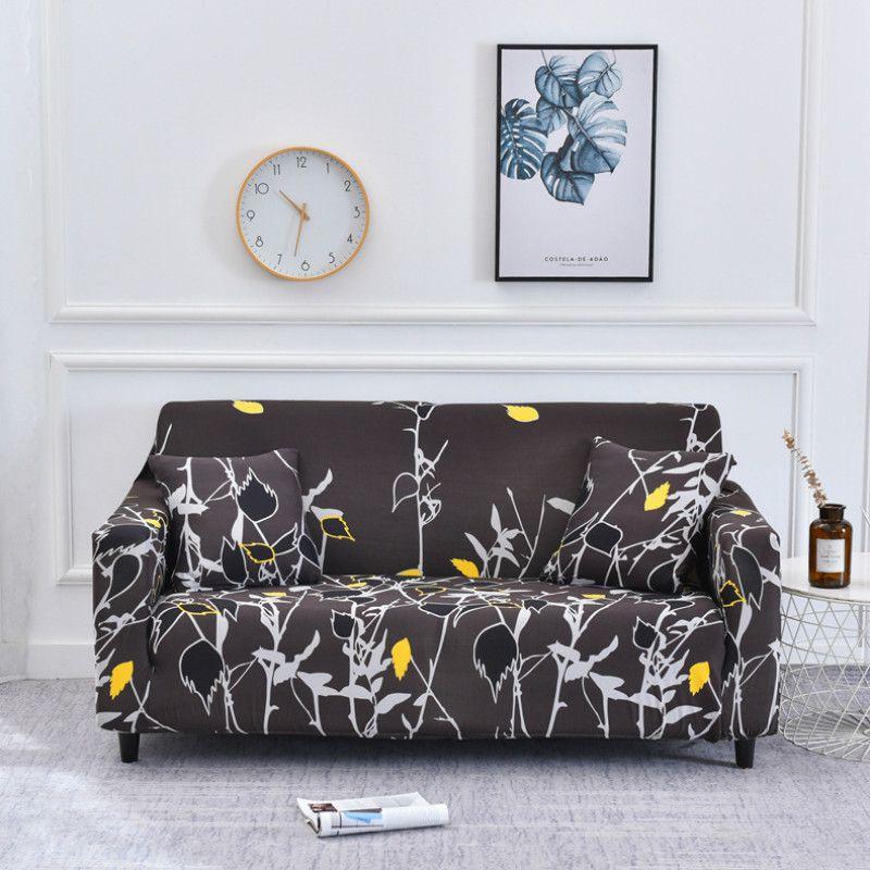 High-quality Wrinkle Resistant Sofa Cover Stretch Slipcover With Beautiful Floral Leaves Print