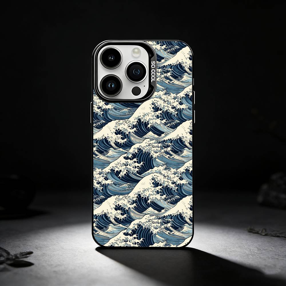 Great Wave Off K-Kanagawa Phone Case For iPhone 17,16,15,14,13,12,11 Plus,Pro Max,XS,Colored Silver Phone Case