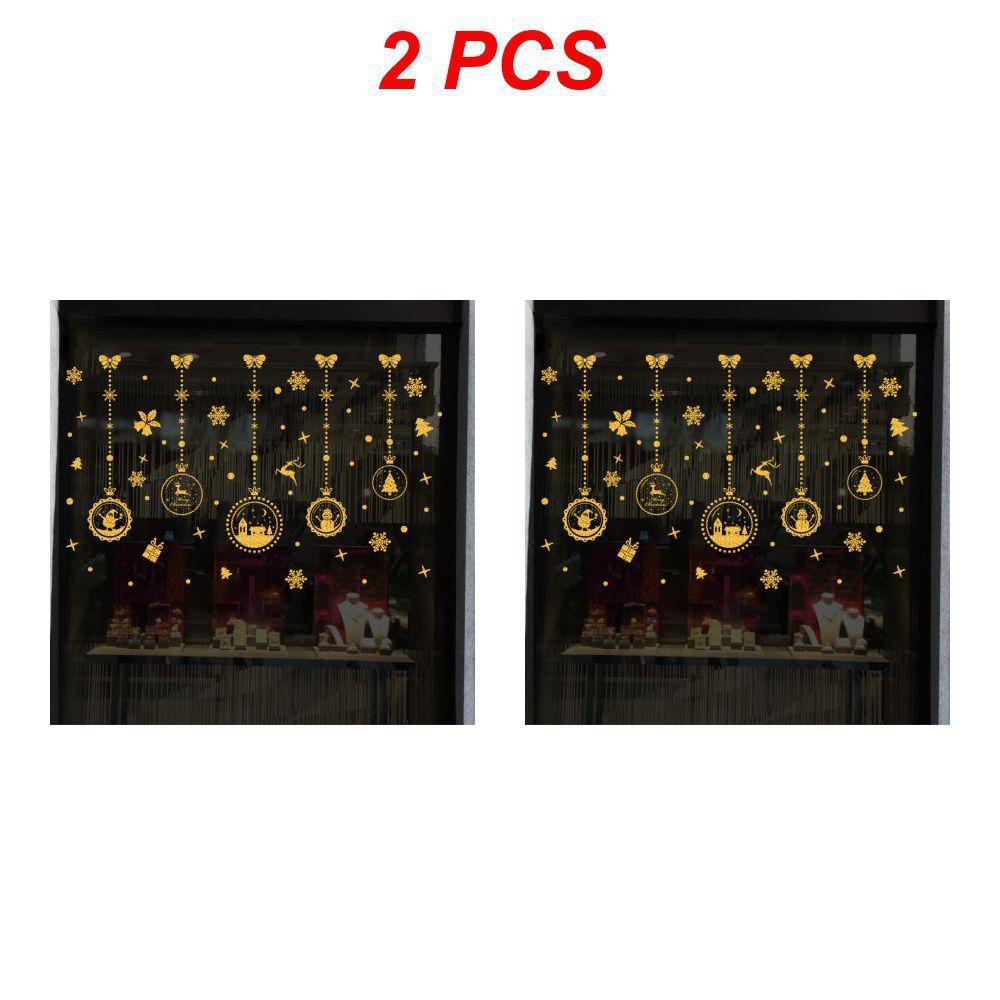 1/2/4PCS New Year Wallpaper Christmas Glitter Snowflake Window Sticker Electrostatic Wall Stickers Snowflake Door Glass Decor