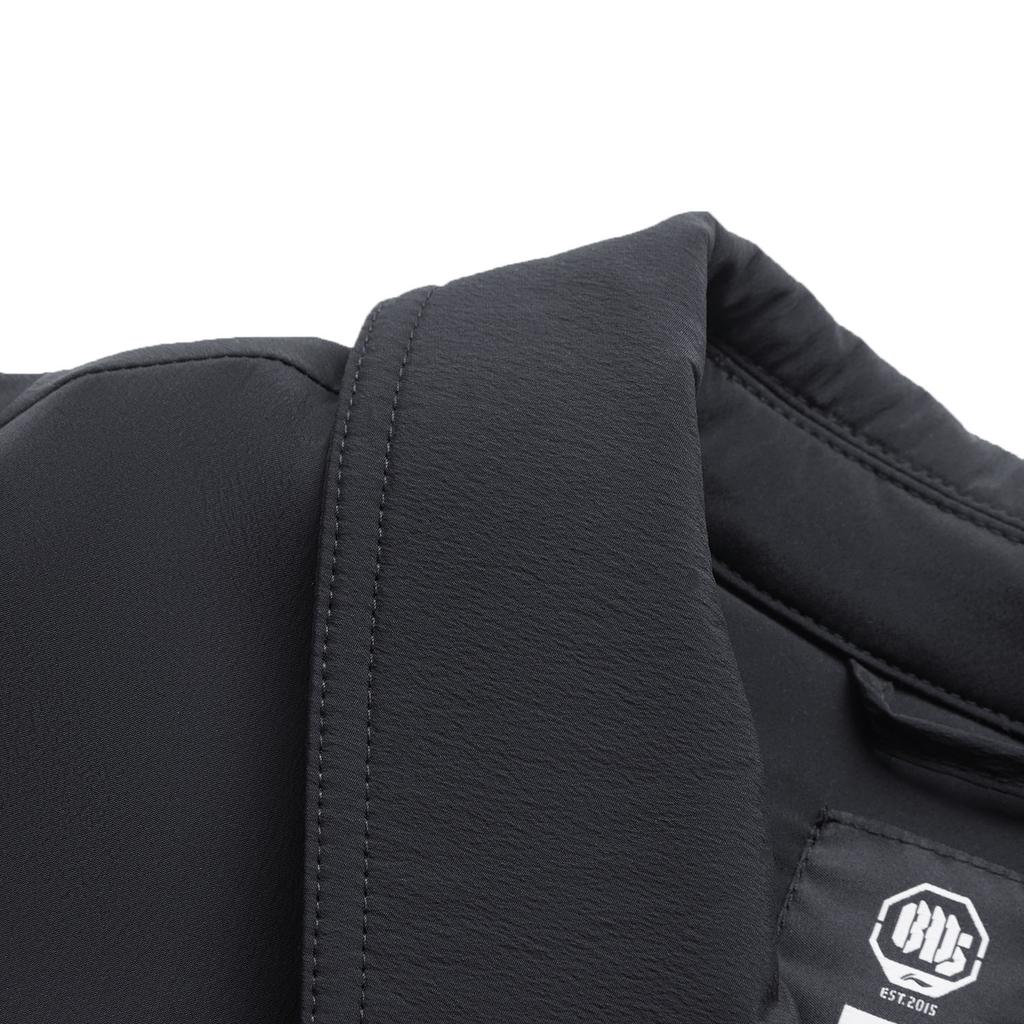 Li Ning Badfive Series High Street American Vintage Letter Zipper Collar Fleece Warm Loose Cardigan Jacket Men jackets Black AFDU503-1