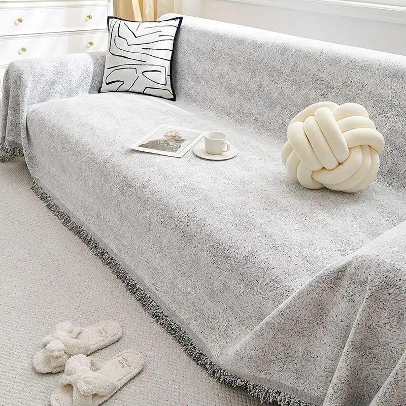 Double Sided Chenille Sofa Cover,All Seasons Blanket Sofa Towel,Living Room Sofa Cover,Anti-cat Scratch Cover