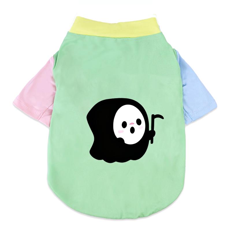 Halloween Cute Ghost Print Pet T‑Shirt Cats & Dogs Soft Cotton Clothes Outfit For Bichon French Bulldog Holiday Party Costume