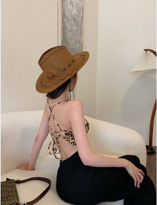 Women's Leopard Print One-Shoulder Backless Camisole for Summer Layering
