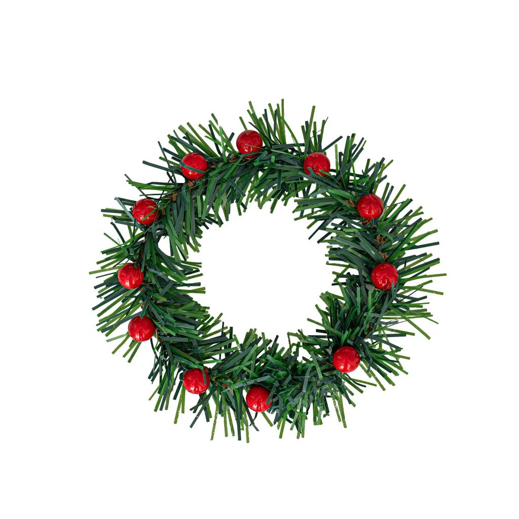Weihnachts-Mini-Kranz Schrank Fenster Hängende Dekorationen mit Roter Schleife und Früchten für Partydekoration Kranz Türdekoration