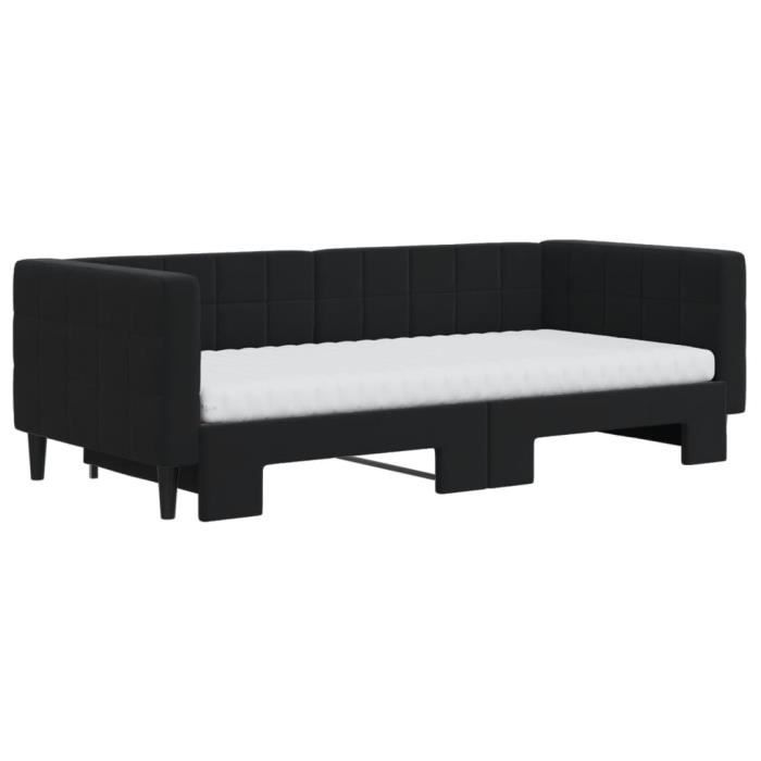 VidaXL Lit de jour avec gigogne et matelas noir 90x190 cm velours 3196730