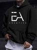 Sweat à capuche unisexe style Western américain Automne Hiver Imprimé Manches Longues, Sweat à capuche imprimé lettres EA Easy, Sweat à capuche décontracté premium minimaliste