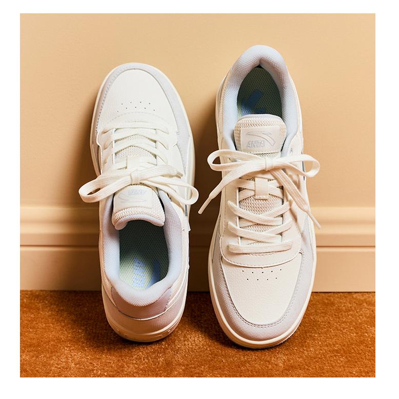 Anta Comfortable Trendy Slip Resistant Durable Low Top Skate Shoes Women Sneakers White Gray Blue 922448018-5
