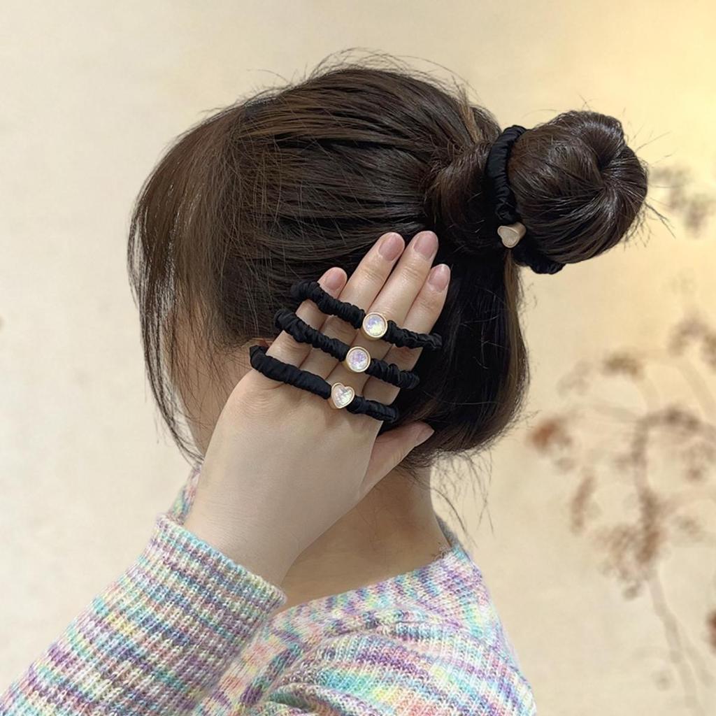 2Pcs Heart Round Headband Hair Ring Head Rope Fashion Headwear For Girl Sweet Rubber Band Hair Accessories