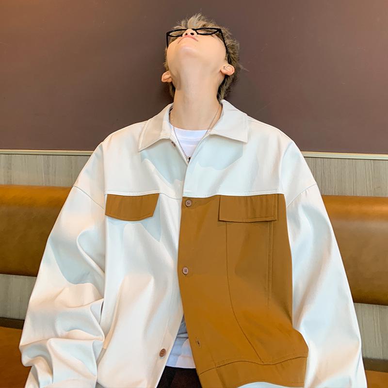 

Молодежный кардиган с длинными рукавами и контрастной строчкой в гонконгском стиле - модная весенняя мужская рубашка XL белый