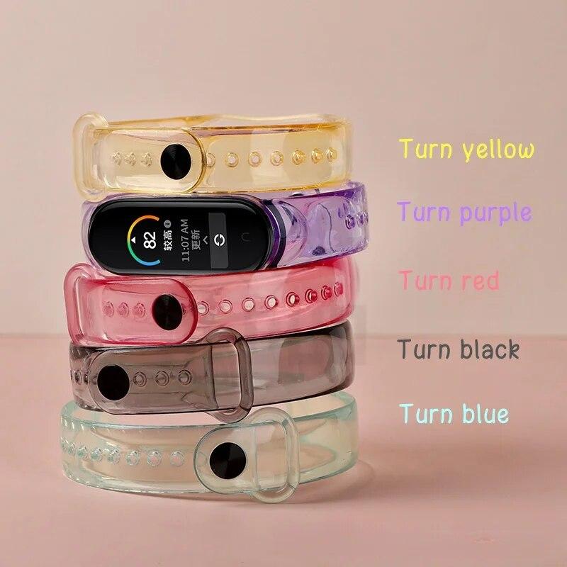 TPE+TPU Strap For Xiaomi Mi Band 8 Transparent Color Change Exposed To Sunlight for Xiaomi Miband 8 Replacement Bracelet