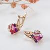 European and American Fashion Zircon Earrings for Women, Creative and Popular Rose Gold Square Block Red Crystal Studded Diamond Earrings