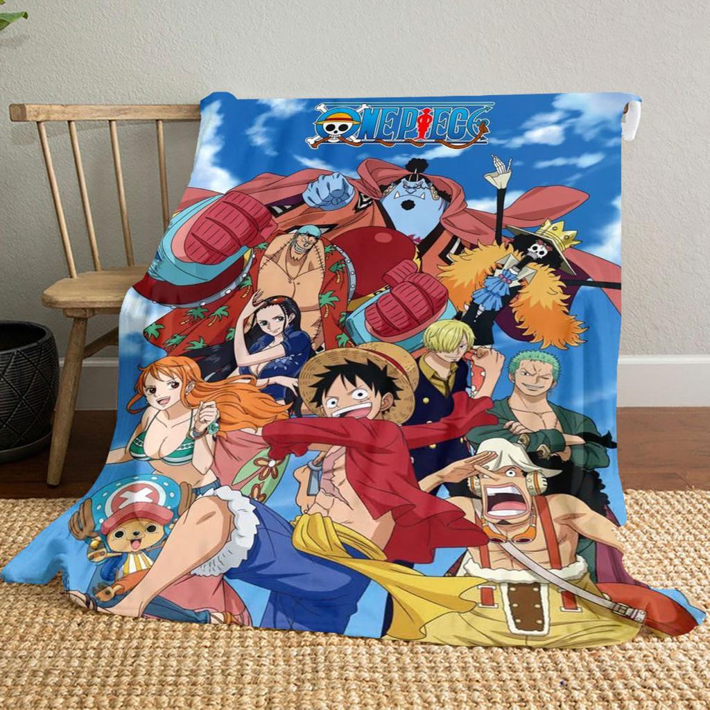 One Piece Luffy Print Blanket, High-quality Nap Blanket, Warm and Soft, Suitable for Sofas, Beds, Camping Trips, and Offices.